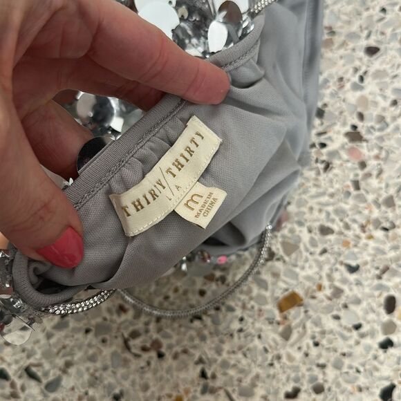 Thirty Thirty LA silver sequin tank top crop cropped medium m - Picture 6 of 7